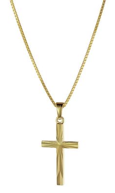 trendor Schmuck Kreuz-Anhänger Gold 333/8K 22 mm mit goldplattierter Silberkette 085