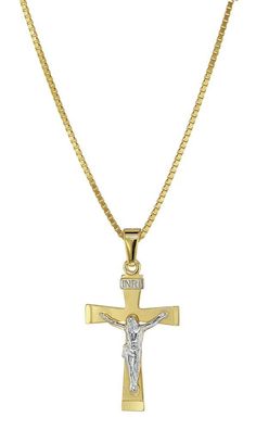 trendor Schmuck Kruzifix Gold 333/8 Karat mit plattierter Halskette 08566