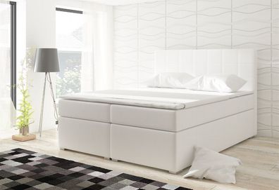 Boxspringbett Schlafzimmerbett LOREN Kunstleder Weiss 200x200cm