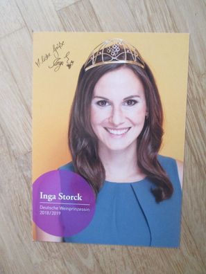 Deutsche Weinprinzessin 2018/2019 Inga Storck - handsigniertes Autogramm!!!