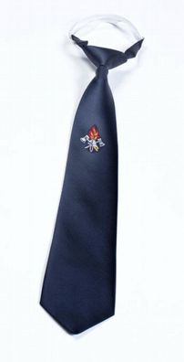 Feuerwehr Krawatte dunkelblau vorgebunden Gummizug mit gestickten Emblem