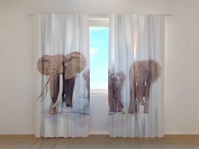 Fotogardine Elefant Gardine mit Motiv Fotovorhang Digitaldruck Maßanfertigung
