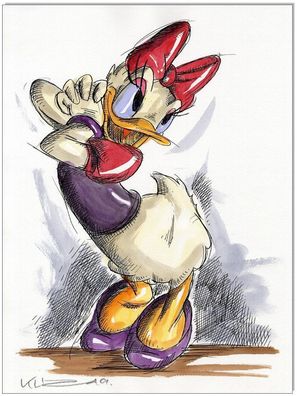 Klausewitz: Original Feder und Aquarell : Daisy Duck II / 24x32 cm
