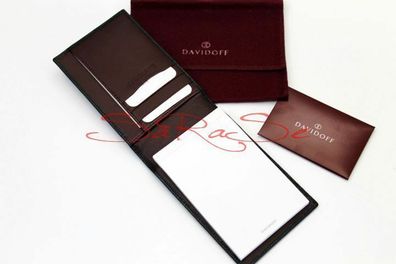 Davidoff Notizbuch Visiten, -Kredit-Karten Etui Leder Schwarz Bordeaux Neu