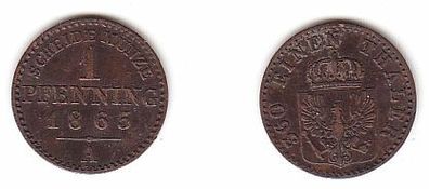 1 Pfennig Kupfer Münze Preussen 1865 A