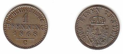 1 Pfennig Kupfer Münze Preussen 1868 C