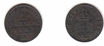 1 Pfennig Kupfer Münze Preussen 1863 A
