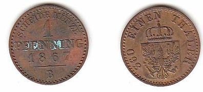 1 Pfennig Kupfer Münze Preussen 1867 B