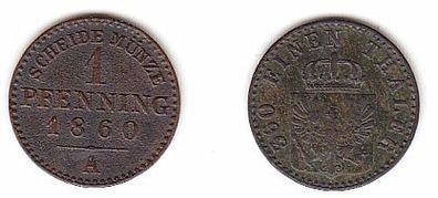 1 Pfennig Kupfer Münze Preussen 1860 A