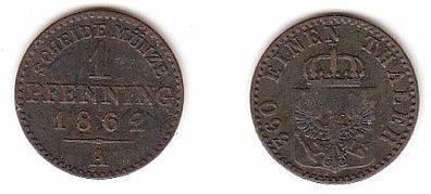1 Pfennig Kupfer Münze Preussen 1862 A