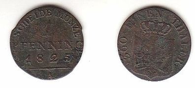 1 Pfennig Kupfer Münze Preussen 1825 A