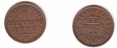 1 Pfennig Kupfer Münze Preussen 1870 A