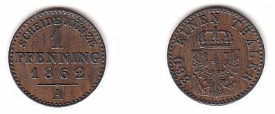 1 Pfennig Kupfer Münze Preussen 1862 A ss