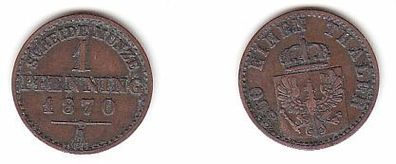 1 Pfennig Kupfer Münze Preussen 1870 A ss