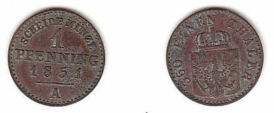 1 Pfennig Kupfer Münze Preussen 1851 A ss
