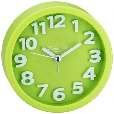Eichmüller grüner Wecker rund Analog Quarzwerk > schleichende Sekunde