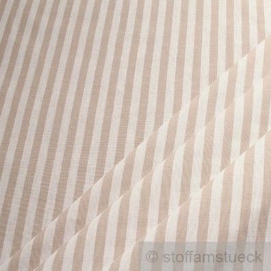 Stoff Baumwolle Bauernstreifen beige weiß 1 cm Streifen