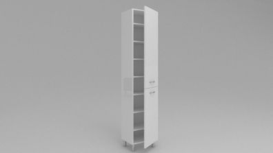 Badezimmerschrank SW25 188x30,40,50 cm Weiß Hochglanz