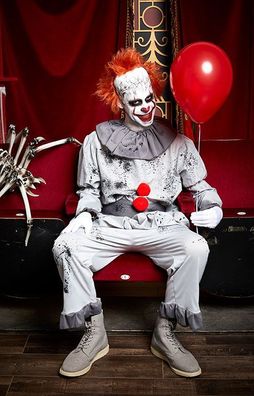 Halloween Horror Deluxe Killer Clown Kostum 48-54 Clownkostum Herren Damen