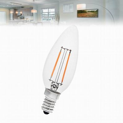 2 Watt LED Kerze klar Filament Lampe E14 warmweiss LED Birne Kerzenform 2700K