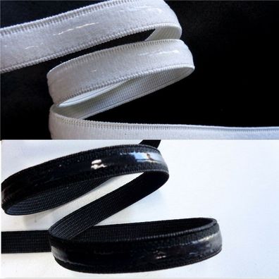 Gummiband MIT Silikon, Antirutsch, Trägergummi, Wäschegummi , weiß, schwarz,10 mm