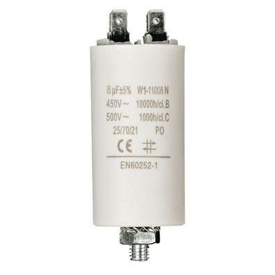 8 uF Kondensator Anlaufkondensator Arbeitskondensator 8.0µF 450V Earth Stecker