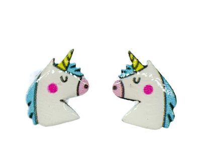 Einhorn Ohrstecker Miniblings Ohrringe Tier Reiter Pferd Kinder Huftier Fantasy