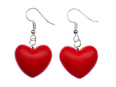 Herzen Ohrringe Miniblings Hänger Herz Valentinstag Rot Liebe Symbol Handarbeit