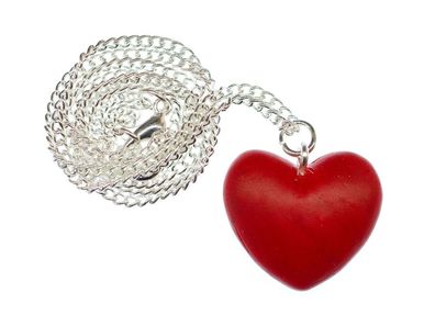 Herz Kette Halskette Miniblings Herzkette Valentinstag Kette 45cm Handarbeit