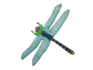 Libelle Brosche Miniblings bedruckt Anstecknadel Holz Tier Insekt Blau