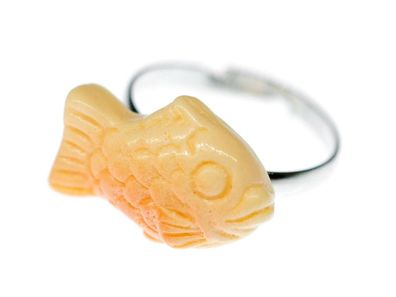 Fisch Ring Miniblings Fingerring Fisch Keks Taiyaki Orange Meer Wasser Ozean See