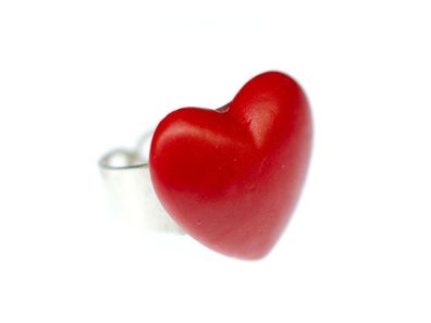 Herz Ring Fingerring Miniblings Liebe Partnerschaft Valentinstag Rot Handarbeit