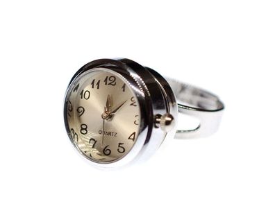 Uhr Funktioniert Ring Miniblings Fingerring Snap Button Uhrzeit Armbanduhr WEISS