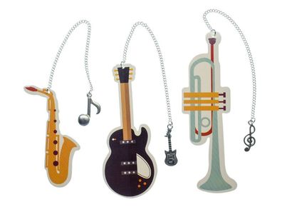 3x Musikinstrument Lesezeichen Miniblings Instrument Musik Buch Gitarre Trompete