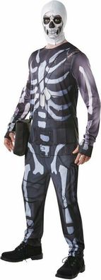 4 Tlg Game Fortnite Trooper Skeleton Skull Kostüm, Erwachsenen Adult Game kostum S-L
