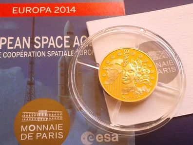 Original 50 euro PP 2014 Frankreich 1/4 Unze Gold 8,45g 920er Raumfahrt ESA