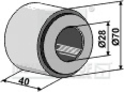 31-0152-HI Eisenring komplett mit Hartholzlager eingepreßt - Für Wellendurchm. Ø2