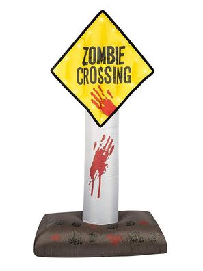 Aufblas-Deko - "Zombie Crossing" Halloween Figur Horror Dekoration inkl. Gebläse