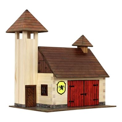 Walachia Holzbausatz Feuerwehrhaus W41 Hobby Kit, Bausatz ca.1:32, ab 8 Jahren