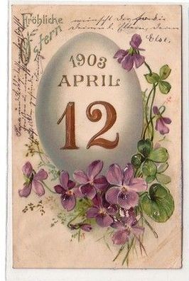 59851 Fröhliche Ostern Präge Ak Osterei 12. April 1903