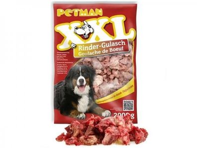 Petman XXL Rinder-Gulasch Hundefutter 2000 g (Inhalt Paket: 3 Stück)