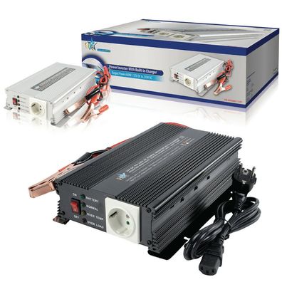 600 Watt Wechselrichter mit Ladegerät, 12 24 Volt Stromwandler 230V, LKW, Bus