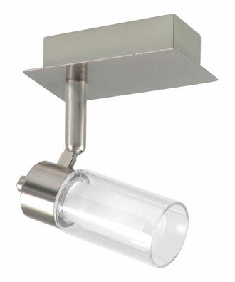 Deckenspot Strahler Miro gebürsteter Stahl Glas Wandleuchte G9 Halogen LED