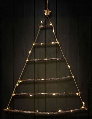 LED Wandbaum 90x70 mit Lichterkette - Wand Deko Holz Baum Weihnachtsdeko hängen