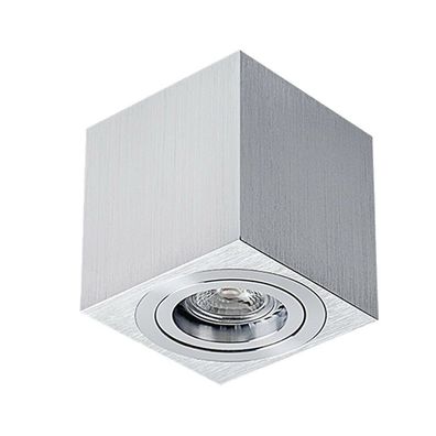 Deckenaufbauleuchte Würfellampe Spot Aluminium, GU10 schwenbar silber eckig