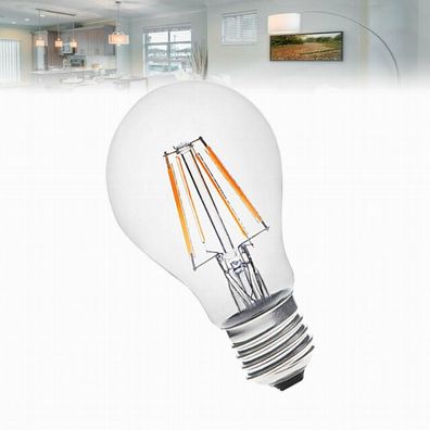 4 Watt LED Lampe, Filament, 420lm, E27 Sockel, warmweiss, LED Birne, Tropfenform