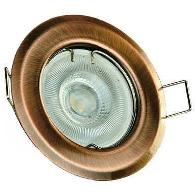 LED Halogen Einbaurahmen antik Kupfer Einbauspot Einbaustrahler starr GU10-Gx5,3