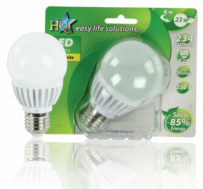 6W LED Lampe Licht, LED Birne Globe, Kugelform E27, warmweiss, 2700K 234lm