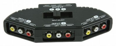 Audio Video Schalter, 3fach Umschalter, Switch, Cinch Stecker Kupplung