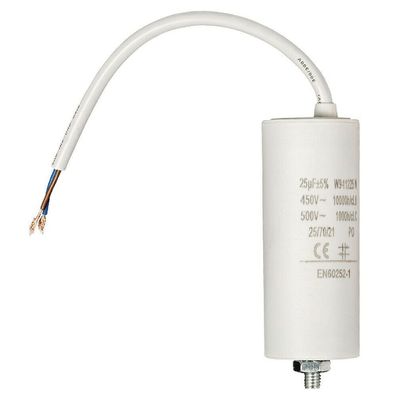 Kondensator 25 µF 25 uF / 450 V mit Kabel Motorkondensator Betriebskondensator